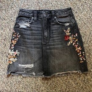 Abercrombie denim skirt with floral embroidery